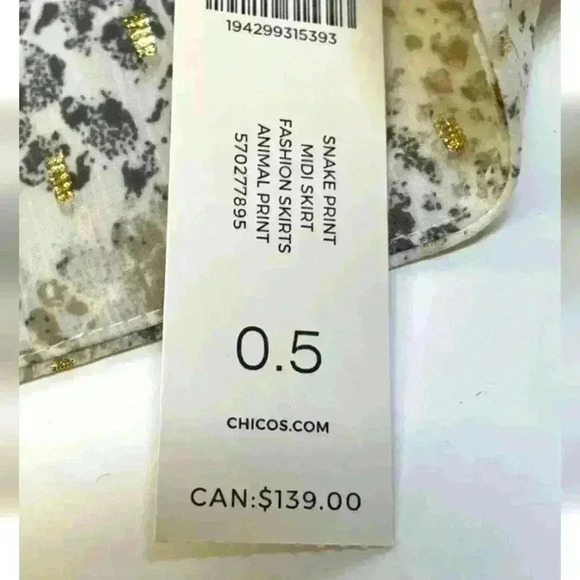 BRAND NEW!! Chicos womens size 0.5/ 8 women's snake print skirt with golden hues - Picture 4 of 15